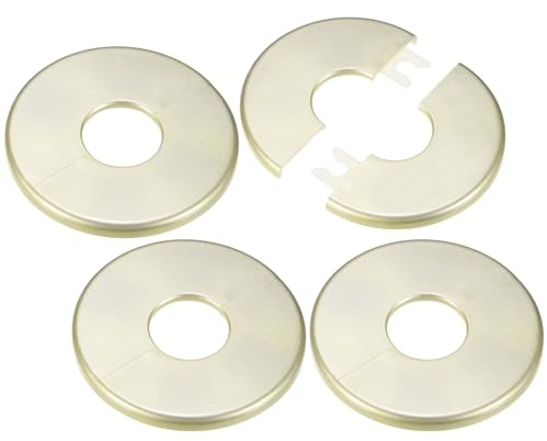 M METERXITY 4-Pack Wall Split Flange, 22mm[0.87] ID ABS Round Self-Adhesive Escutcheon Plate Cover Buckle for Pipe Accessories/Floor/Ceiling, Plumbing Cover Plates [Gold, 66mm 2.6 OD]