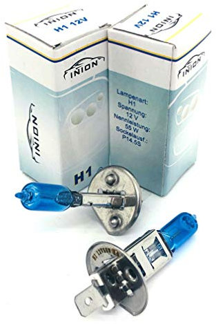 INION 2x Stück H1 55W - Xenon Look Halogen Lampen Set H1 12V 55W Halogenbirne super white