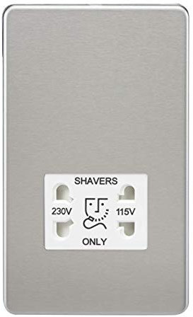 Knightsbridge Prise rasoir double tension sans vis en chrome brossé avec insert blanc