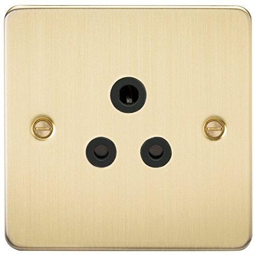 Knightsbridge fpav5abb 5 une assiette plate Socket Commutateur avec insert Noir – en laiton brossé