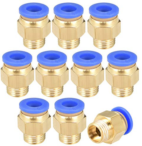 sourcing map Straight Pneumatic Push to Quick Connect Fittings 1/4 PT Male x 6mm Tube OD 10pcs