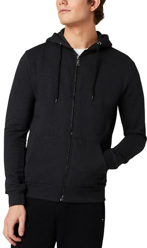 FM London Herr Hyfresh Zipped Huvtröja, Gråsvart, L