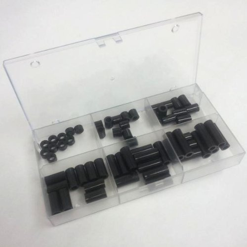 qfix Sortiment Distanzhülsen für M5 Schrauben, 6 Längen 5mm bis 30mm, Kunststoff schwarz, je 10 STK.