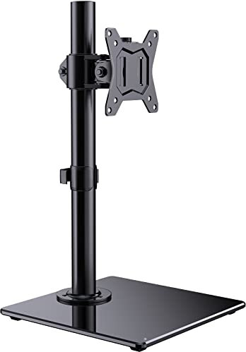 ErGear Monitor Halterung für 13-32 Zoll Plat/Curved Bildschirm, monitor ständer mount mit Gehärteter Glassockel, Monitorständer Höhenverstellbar mit Neigung ±45° Schwenken ±45° Drehen 360° VESA 75/100