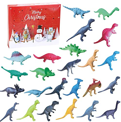24 stycken adventskalender, dinosaurier, julkalender, adventskalender dinosaurier, juldinosaurier för födelsedag, modellset, jul