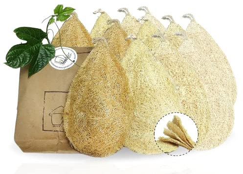 Miw Piw Natural Loofah Dish Sponge 10PCS Dishwashing Scouring Pad Kitchen