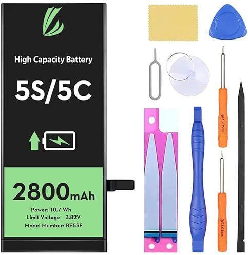 LL TRADER Akku für iPhone 5S/5C, Lithium-Ionen-Akku, hohe Kapazität, 2800 mAh, mit allen Reparaturwerkzeugen