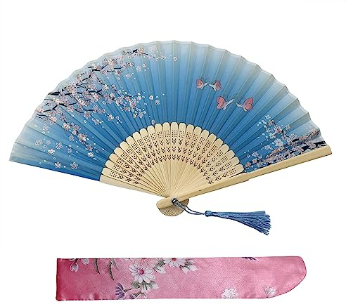 Kibon Faltbare Fächer, Handfächer, Bambusfächer mit Quaste für Geburtstagsgeschenke, Tanzen, Cosplay, Hochzeit, Party, Requisiten-Dekoration