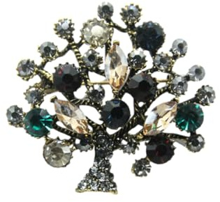 JINZIJINYU spilla bigiotteria Spilla da albero spilla colorata dell'albero della vita tempestata di diamanti spilla da donna colore retrò