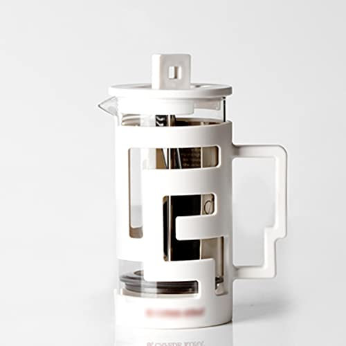 Olla de prensa francesa para el hogar, café, café Moka, té, espuma de leche, espuma de leche, filtro de presión, tetera de 350ml (blanco)