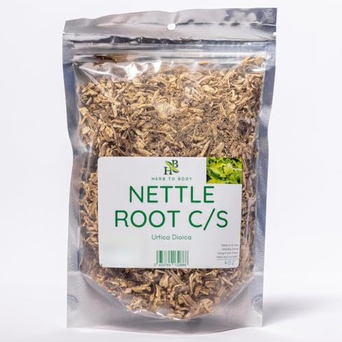 Herb To Body Stinging Nettle Root C/S - Urtica Dioica Cut & Sifted Nettle Root for Nettle Tea, Herbal Tea, Broths, Stews, Soups, and Culinary Blends, Resealable Pouch 4 oz