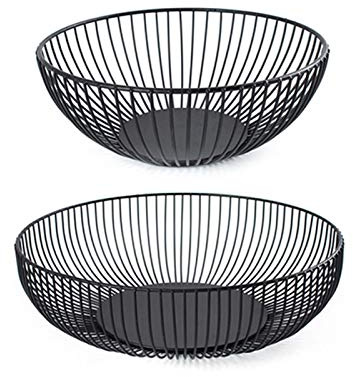 2 Pièces Corbeille De Fruits, Panier À Fruits En Métal, Corbeille À Fruits En Fil Métallique Rond Pour Cuisine, Modern Bol À Fruits Décorative, Panier De Stockage Pour Fruits Légumes Snack Bonbons