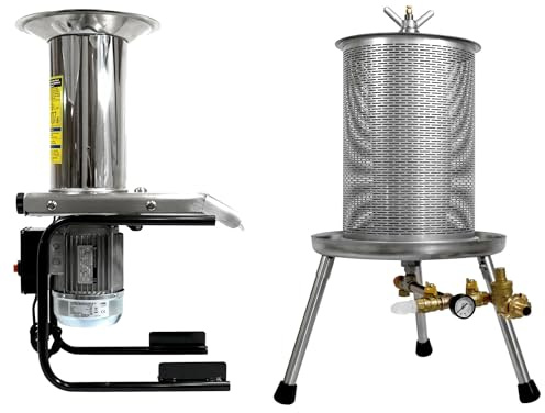 SET ANGEBOT: 20L Set ideal bis ca. 300kg Obst, bewährte Fischer 1,1kW Edelstahl Kernobst-Schneidemühle OME 500 Fruit-Shark + Fischer Hydropresse 20 Liter