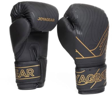 JOYA Kickbox handskar Essentials – svart guld 45 ml – tillverkade av högkvalitativt konstläder – kampsport sparring handskar – Muay Thai kickboxningshandskar punkteringshandskar Joya Fight Gear