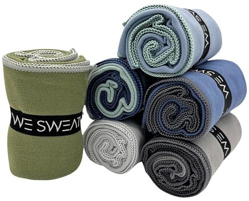 We Sweat’s (6 Pack) Microfiber Gym Towels, Silver ION Odor-Free Absorbent Fiber, Fast Drying Men & Women Workout Gear for Body Sweat, Towels, Sports Exercise Fitness Gear