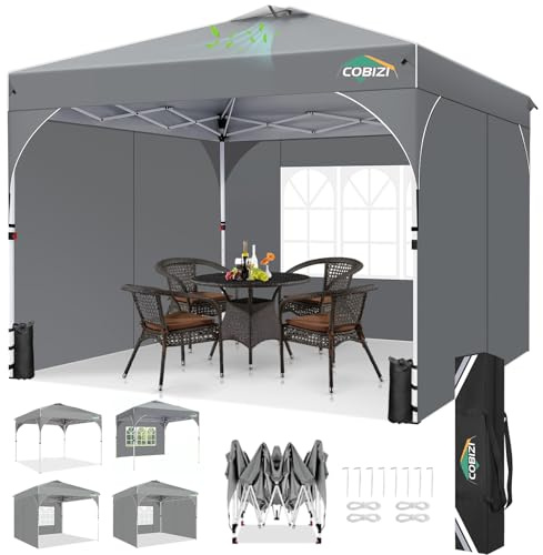 TOOLUCK Pavillon 3x3 Wasserdicht Stabil Winterfest Faltpavillon Gartenpavillon Partyzelt Pop Up Pavillon Klappbar UV Schutz 50+ Höhenverstellbar mit Entlüftung & 3 Stoffstücken&4 Sandsäcke， Grau