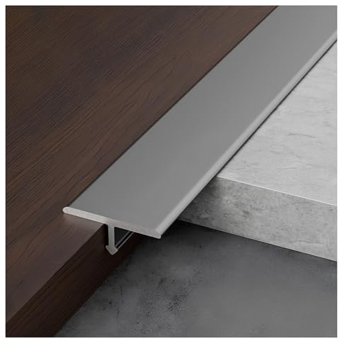 Metall Bodenübergangsstreifen 3 Stück T-Profil Übergangsprofil, T Form Bodenfugenleiste Für Türschwellen/Vinyl Böden/Fliesen, Nahtverbindungsleiste Aus Aluminium(Gray,W1.2*L270cm/3 * 90cm)