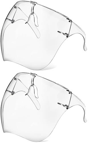Protezione per il viso con occhiali, visiera trasparente anti-appannamento, per donne, uomini e bambini, ultra trasparente, protezione anti-spruzzi, riutilizzabile, maschera protettiva in plastica (2