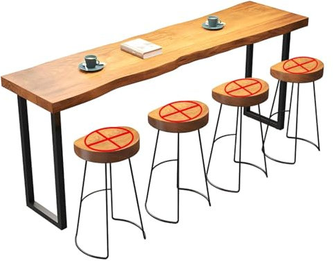 YVYKFZD Bartisch aus Massivholz, rechteckiger Stehtisch, schmaler Esstisch mit Metallbockfuß, Bistrotisch im Bauernhausstil, Frühstückstisch, nur Tisch(160x60x105cm/62.9x23.6x41.3)