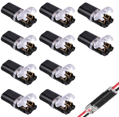 Wire Connectors Push Fit, Electrical Connectors Led Weld-Free Strip-Free Terminal Interpluggable Connector with Lock, Suitable for 18-22AWG Wire Solder-Frees Splice Connector (10)