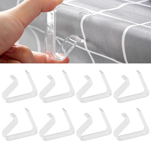 strrng 8 Pcs Plastic Table Cloth Clips,Windproof Picnic Table Cloth Clamps,Clear Picnic Tablecloth Clips,Table Clips For Table Cloth,Suitable For Outdoor Picnics,Open Air Dining,Family Gatherings