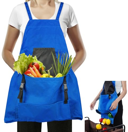 Talkson Gardening Apron, Garden Apron with Quick Release Pockets,Water Resistant Oxford with Adjustment Cross Strap,Farm Work, Harvest Apron Gardening Gifts for Men&Women