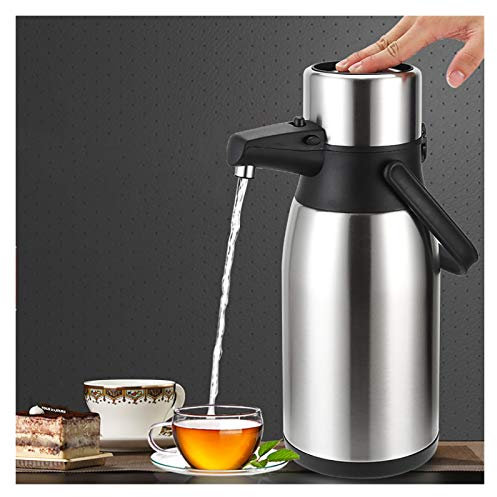Heißkaffeespender mit Pumpe, Edelstahl Heißgetränkespender Isolierte Kaffeekanne Große Kapazität Heißgetränkespender mit Hebelwirkung für Heiß/Kaltwasser, Büro, Zuhause, Party, Reisen