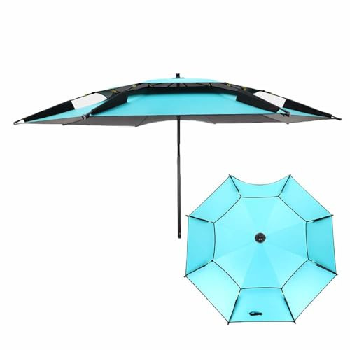 CCVVBFD 240cm Anti UV Parasol de Plage, Anti Vent Pliable Compact Portable Parasol Pare-Soleil/Protection UV Parasol De Jardin pour Cour Cafés Terrasse Patio, Light Blue-200cm