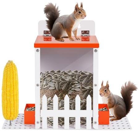 MOGOULUA 6,4 l ekorre foderhus av metall, chipmunk, foderlåda med majshållare, ekorre, foderstation för upphängning för utomhus, chipmunk, foderlåda, hus, väderbeständig, squirrel matare