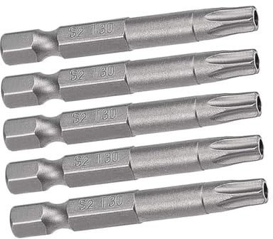 MACHSWON Lot de 5 embouts de tournevis Torx magnétiques T30, tige hexagonale de 6,35 mm, longueur 5,1 cm S2, kit d'outils de tournevis de sécurité inviolables