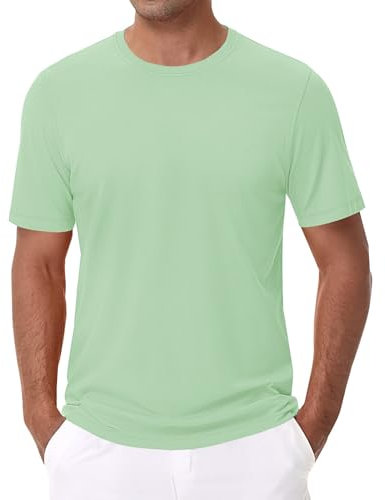 Men's Short Sleeve Shirt Tshir Crew Neck Lightweight Summer Shirt Minimalist Plain Casual Shirt Breathable Quick Drying Short Sleeve Top Regular Fit Basic T-Shirt Multicoloured, Mint Green, XXL
