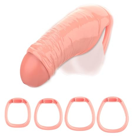 Resin Cock Cage Realistic Penis Chastity Cage Dildo Lightweight Penis Cages Male Chastity Devices with 4 Sizes Cock Rings Adult BDSM Sex Toys for Penis Bondage Sex Games (M)