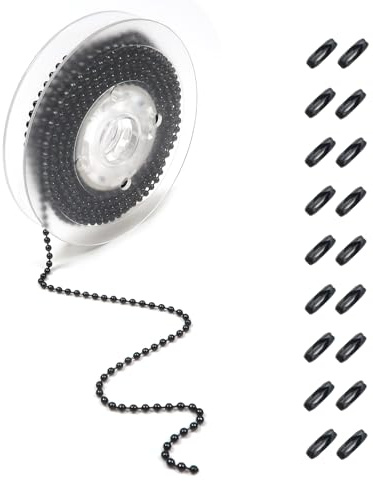TOAOB 5M Edelstahl Kugelkette 2.4 mm Durchmesser Schwarz Edelstahl Perlen Rollenkette mit 50 kugelketten Verbinder für DIY Halskette Herstellen Armbänder Schlüsselanhänger Schmuckherstellung