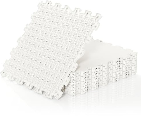 GYMAX Revêtement de Sol pour Entraînement de Hockey, Lot de 10 Dalles 46,5 x 46,5 cm pour Tir de Hockey, Base Antidérapante, Panneau de Patinage Intérieur et Extérieur, Installation Facile