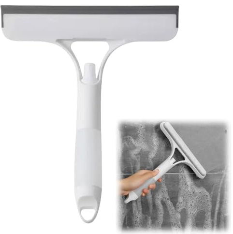 3 In 1 Window Cleaning Scraper,Window Cleaning Scraper Squeegee,Squeegee and Scrubber with Spray,Multifunctional Household Window Cleaner Tool,All-Purpose Window Squeegee Cleaner Tool for Car,White