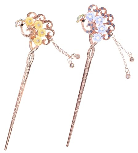 Beaupretty 2 Piezas Palillos Pelo Vintage con Borlas Estilo Chino Palillos Metálicos Pelo Accesorios Chinos para Mujer
