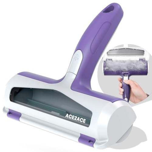 ACE2ACE Fusselrolle Tierhaare, Tierhaarentferner | Fusselbürste Tierhaare für Hundehaare und Katzenhaare, Hundehaarentferner für Sofa, Bett, Teppich, Kratzbaum, Lavender