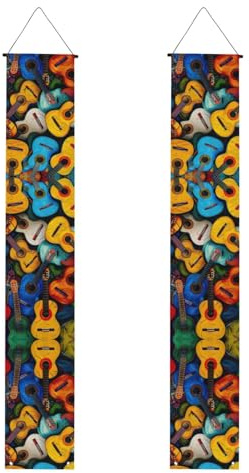 Pancarta de porche con estampado acústico y guitarras, pancarta al aire libre, decoraciones de Acción de Gracias, para todas las celebraciones