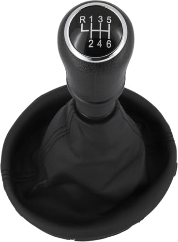 Generisch Schaltmanschette Schalthebel Schaltknauf mit 6 Gang Schwarz Kompatibel mit VW Transporter Multivan Caravelle Bus T5 2003-2011