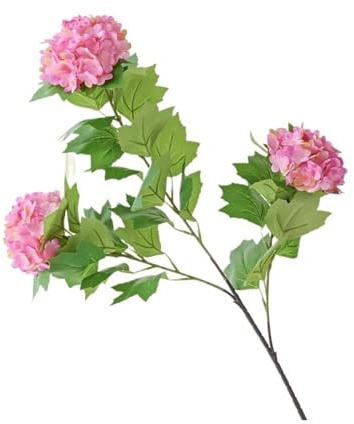 LLMWFA Bouquet di ortensie da 75 cm in finta seta artificiale, fiori floreali a 3 teste, mazzi finti blu verde rosa viola 1 pezz0(Pink)