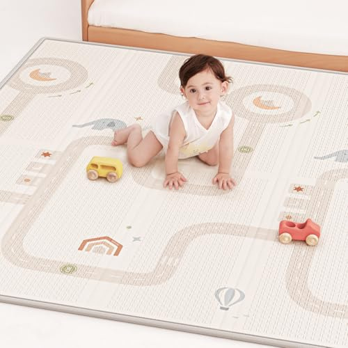BG-BABYGO Krabbelmatte & Spielmatte für Babys– Faltbare, wasserdichte Babymatte für Neugeborene und Krabbelkinder – Weiche Schaumstoffmatte als Spielteppich (Elephant, 147 * 175 * 1 cm)