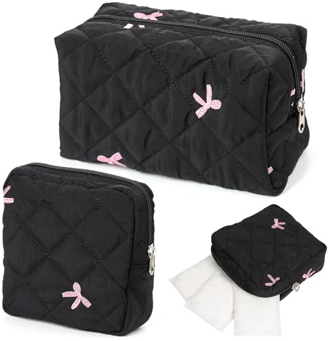 2 PCS Period Bag for Teenage Girls, Polyester Period Pouch, Portable Sanitary Napkin Storage Bag with Zipper, Reusable Sanitary Towel Holder for Women School Travel Daily Use