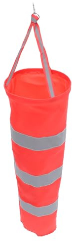 SUPVOX Bandera de Dirección del Viento 60 Cm de Tela Oxford Resistente Cinturón Reflectante Rojo y Gris para Exteriores, Manga de Viento Reflectante para Jardín y Señalización