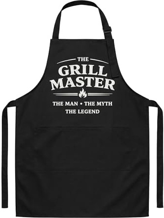 DINSAGE BBQ Apron for Men Funny Aprons for Men with Pockets, Adjustable Mens Cooking Apron Durable Waterproof, BBQ Gifts for Men Dad Husband, Kitchen Cooking, Grill Party (MASTER)