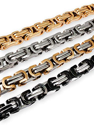 Fly Style 6 mm Starke Vierkant-Königskette oder Königs-Armband aus Edelstahl, Farbwahl:Silber, Längen:45 cm