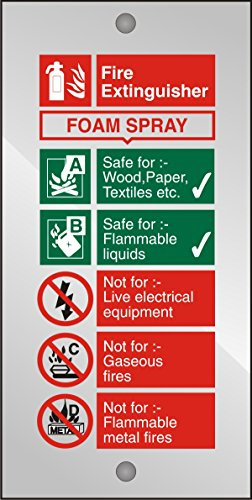 Seco Foam Spray Feuerlöscher-Schild, 100 mm x 200 mm, 5 mm, klares Acryl, mit abstehenden Befestigungen