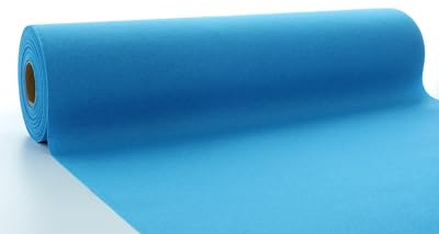 Sovie Horeca Tischläufer in Aquablau aus Airlaid, 40 cm x 24 m, 1 Stück | einfarbiger Einmaltischläufer, Perforierung alle 120cm