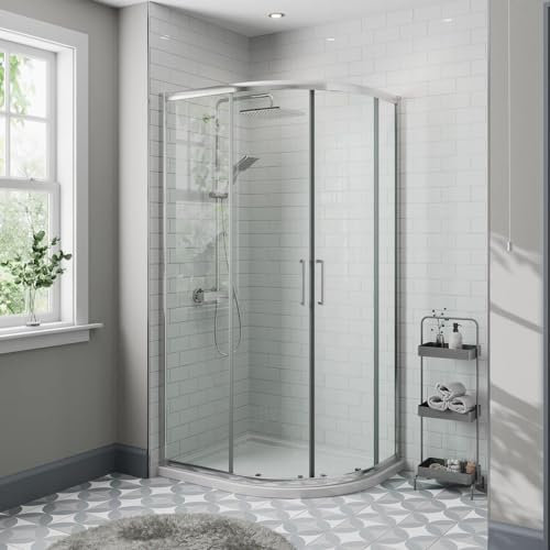 1200 x 900mm Right Hand Entry Framed Offset Quadrant Shower Enclosure 8mm Glass + Tray & Waste