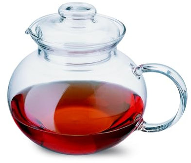 Simax Glass Teapot for Stovetop: Clear Glass Tea Kettle with Spout - 1 Quart/4 Cup Teapot - Microwave Safe