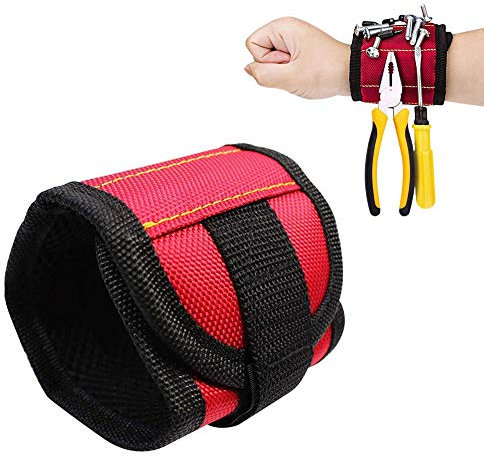 AKT Magnetisches Armband Tragbare Werkzeugtasche mit 15 Magneten Elektriker Handgelenk Werkzeuggürtel Schrauben Nägel Bohrer Armband für Reparatur Werkzeug
